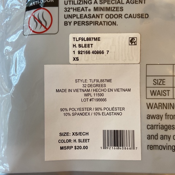 ❤️ 3/$20! ❤️ NEW! $20 32 Degrees COZY HEAT Leggings Baselayer XS Gray - Picture 5 of 6